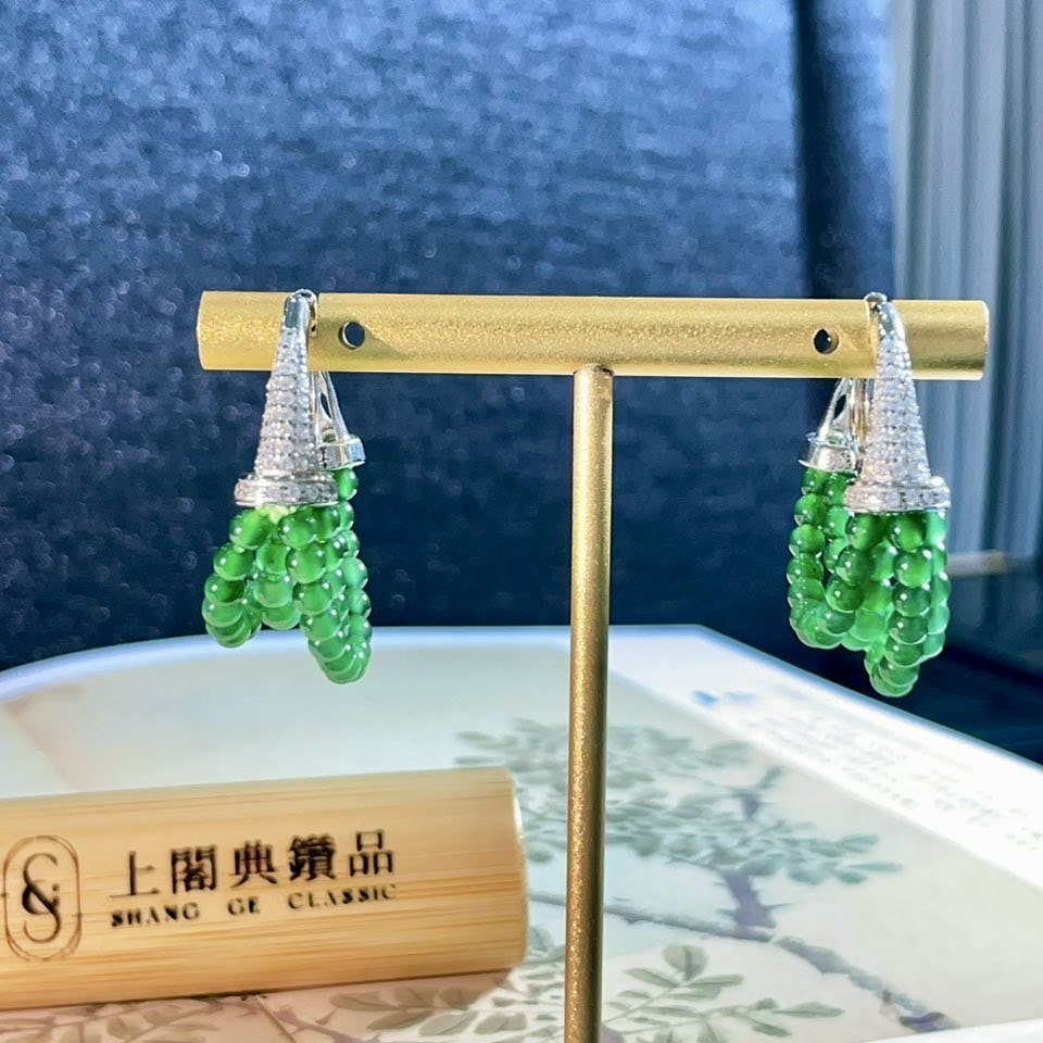 天然翡翠-多層次耳環