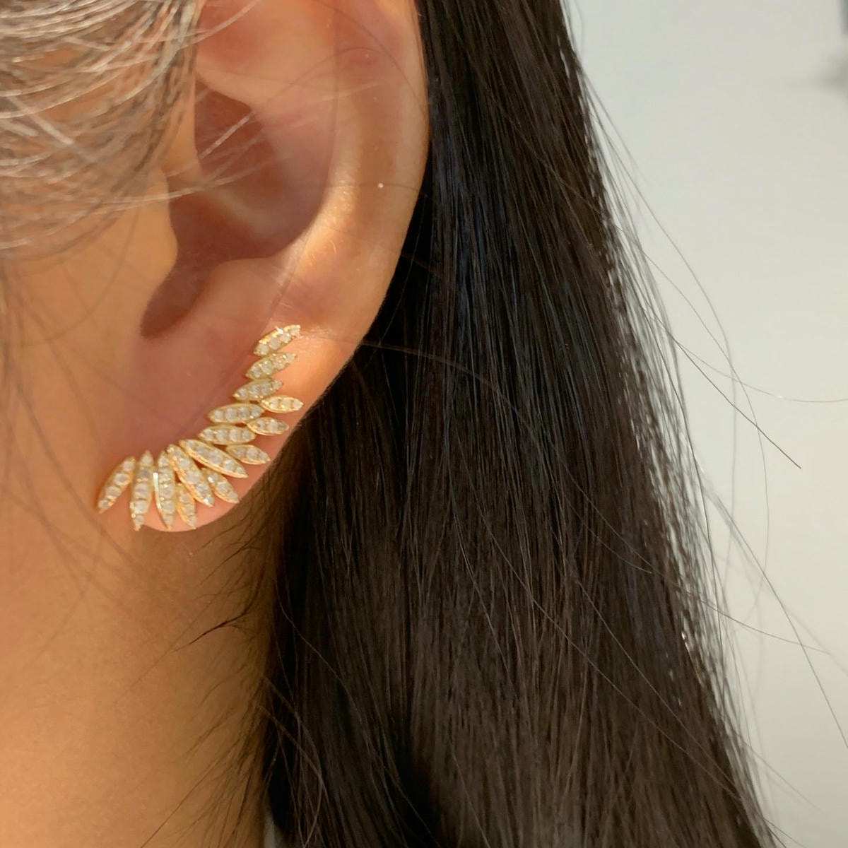 18K天然鑽石-天使翅膀豪華耳環