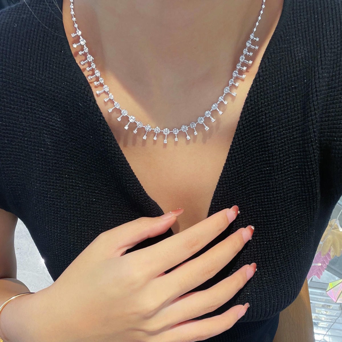 18K天然鑽石-滿天星貴族風範項鍊