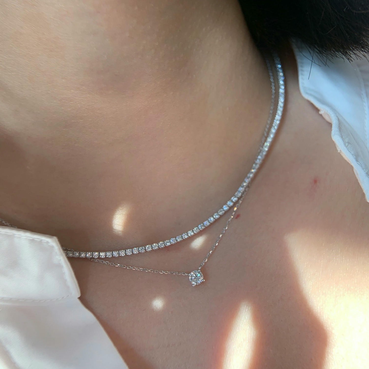 18K天然鑽石-3克拉滿鑽四爪項鍊