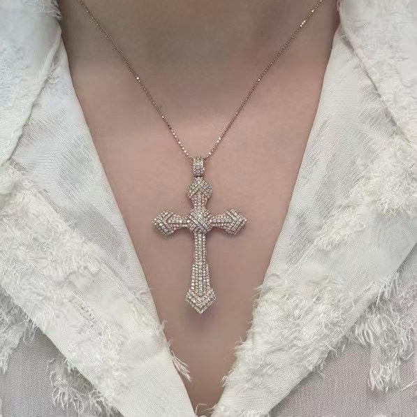 18K天然鑽石-霸氣十字架墜飾