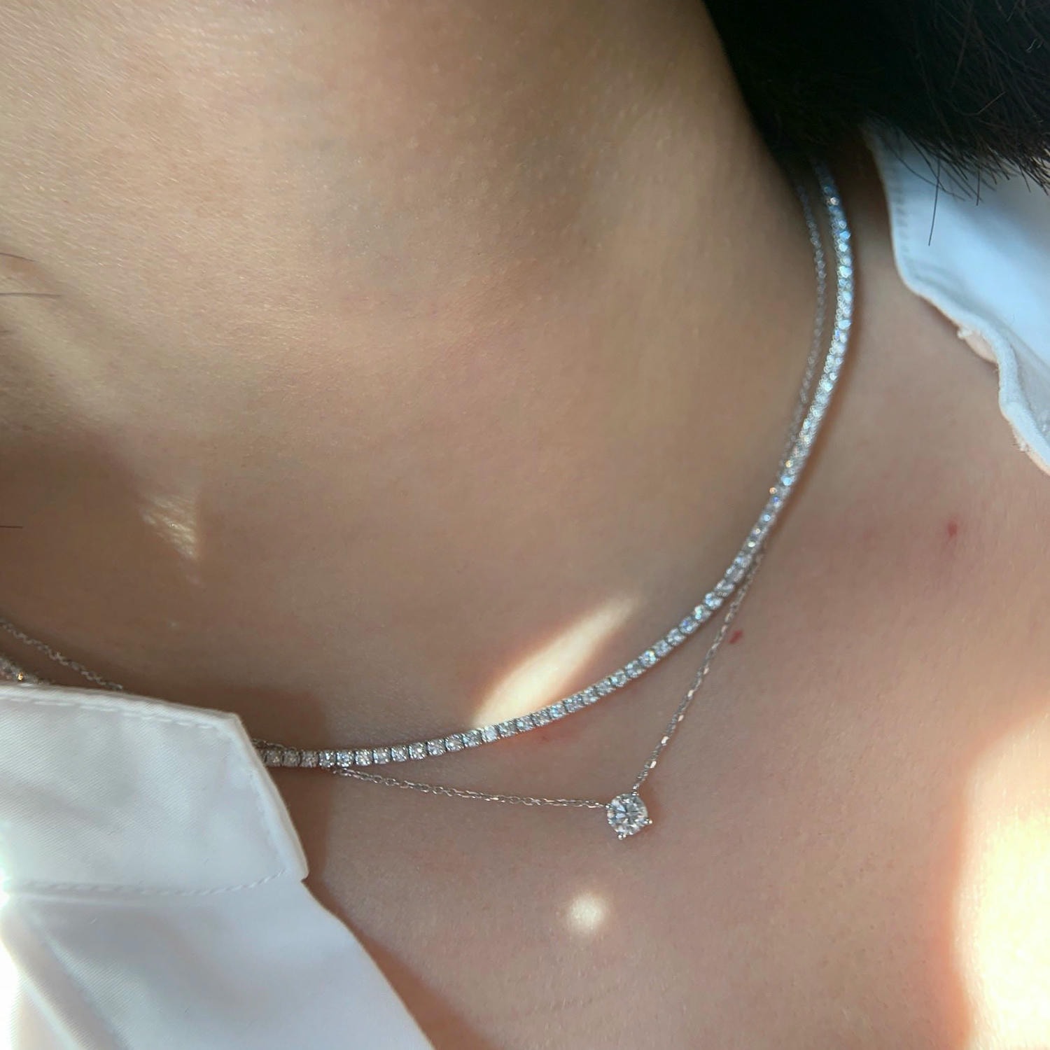 18K天然鑽石-3克拉滿鑽四爪項鍊