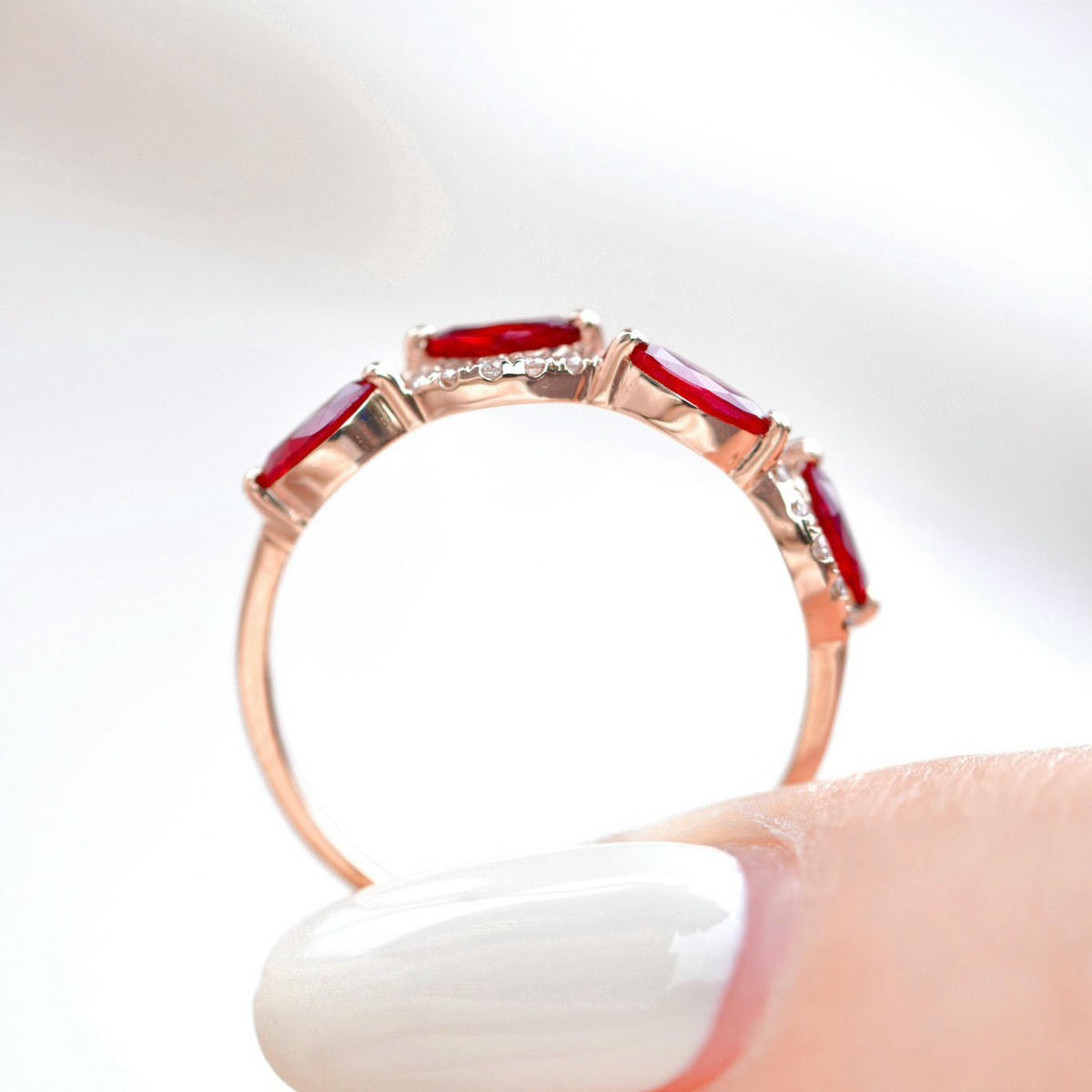 18K天然紅寶石-交叉波浪氣質戒指