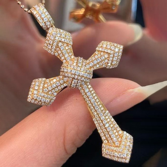 18K天然鑽石-霸氣十字架墜飾