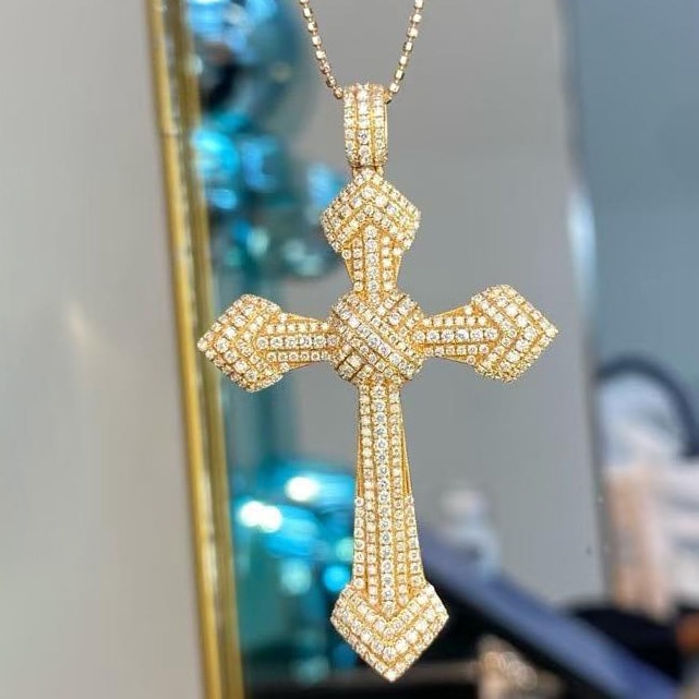 18K天然鑽石-霸氣十字架墜飾