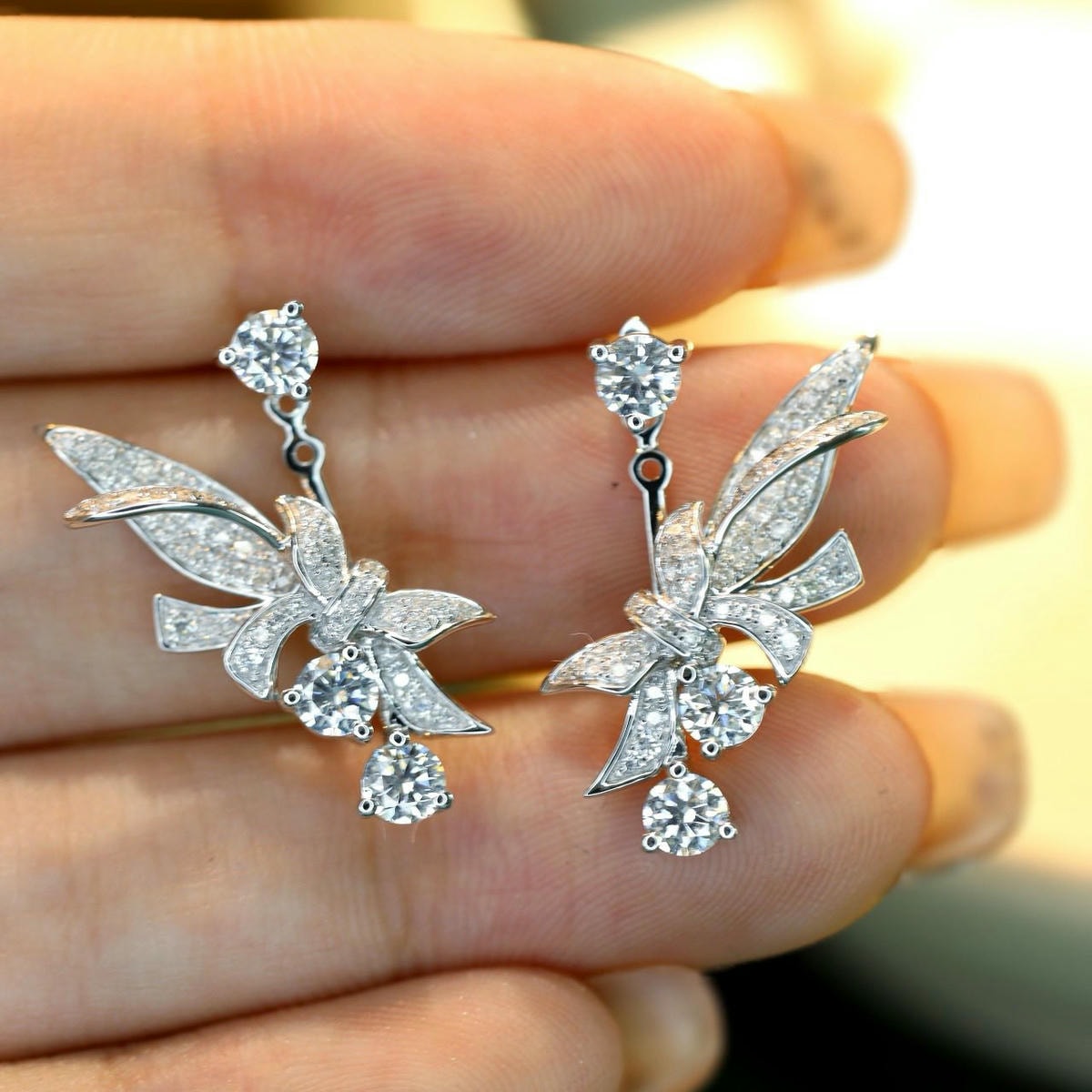 18K天然鑽石-月桂葉千金兩用耳環 - 第5張圖 18K天然鑽石-月桂葉千金兩用耳環