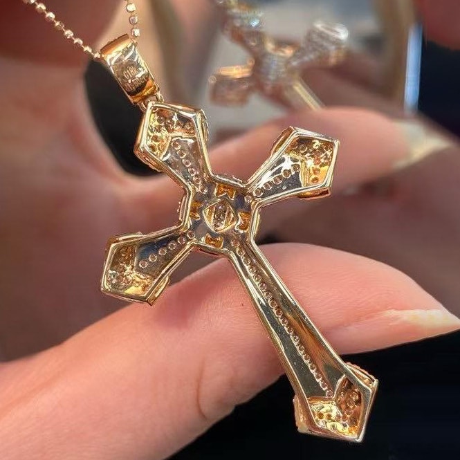 18K天然鑽石-霸氣十字架墜飾