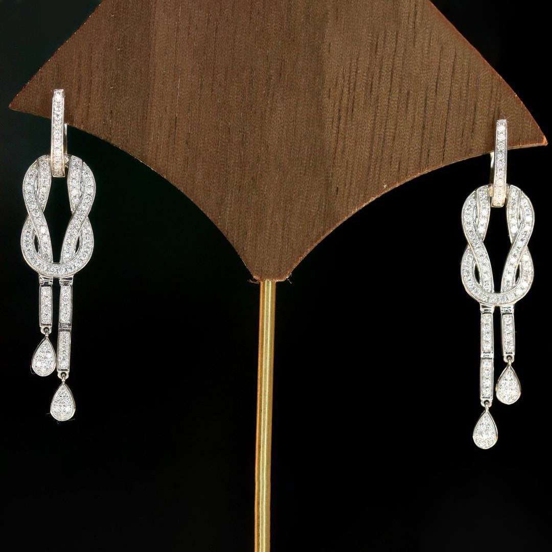 18K天然鑽石-綁結名媛多用款耳環