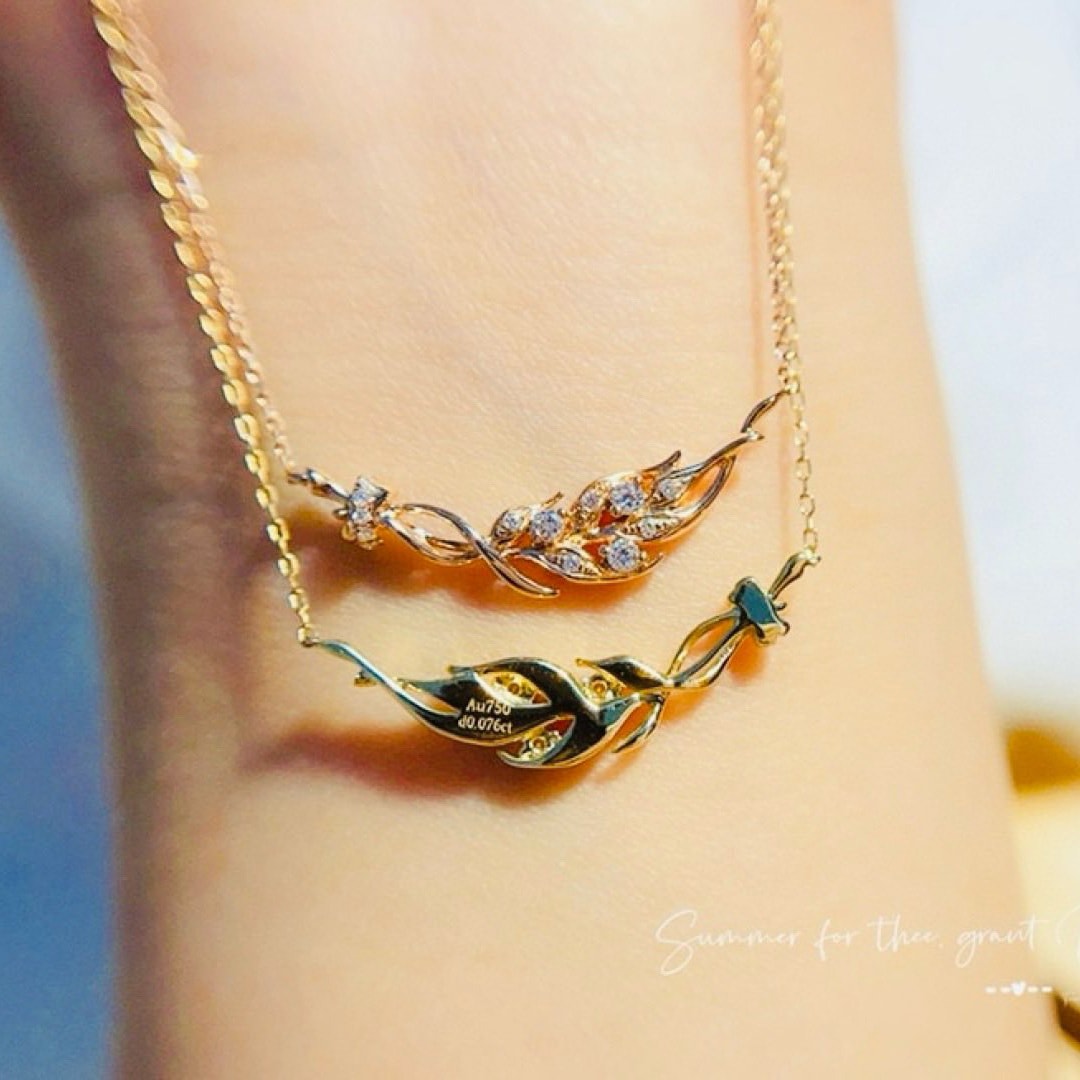 18K天然鑽石-收穫滿滿麥穗項鍊