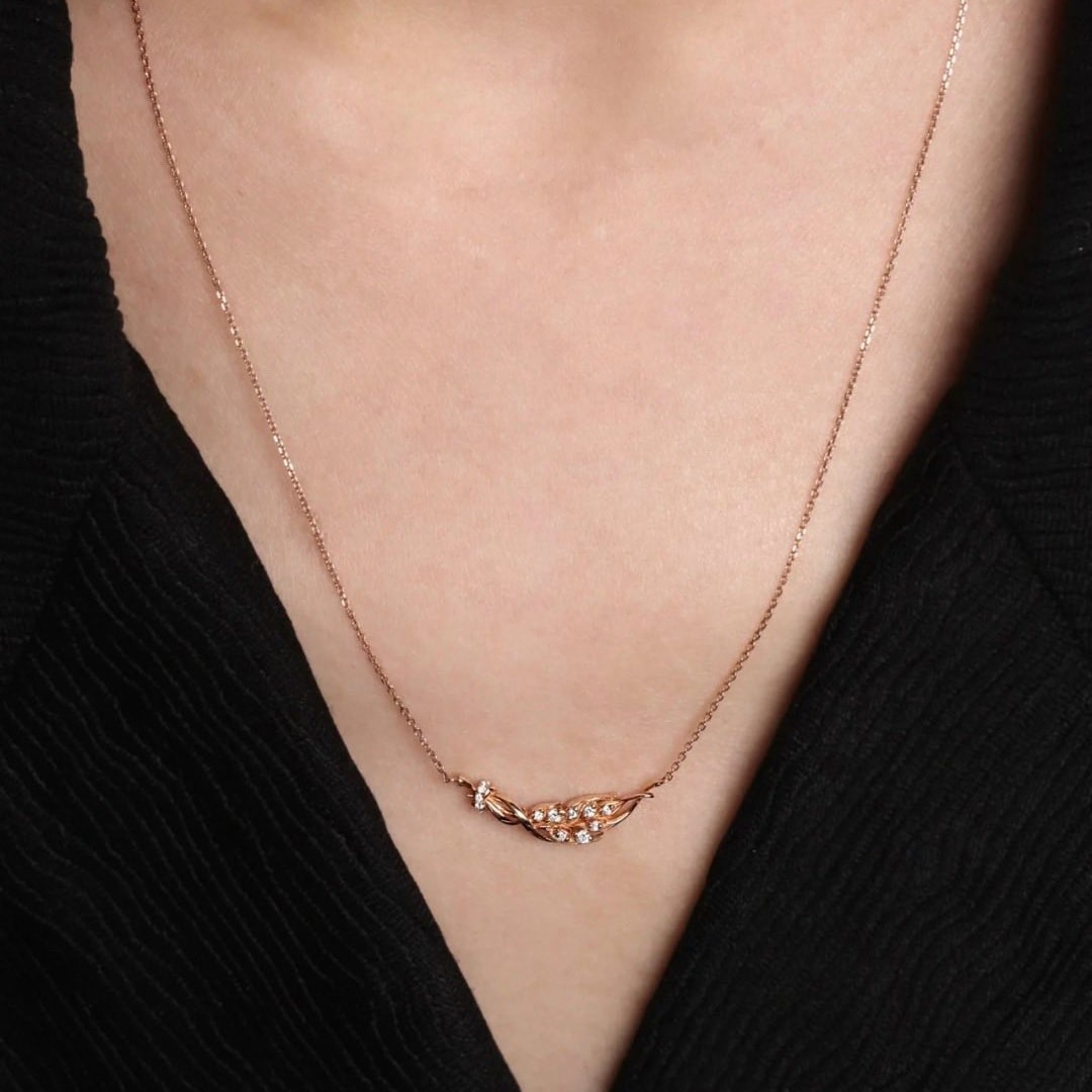 18K天然鑽石-收穫滿滿麥穗項鍊