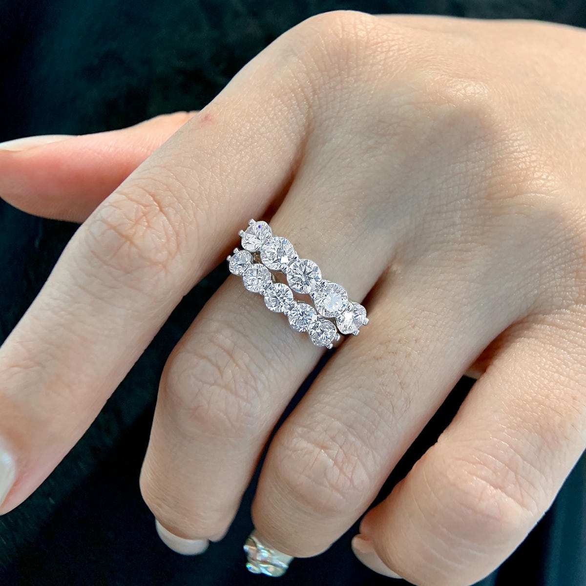 PT950天然鑽石-顆顆大粒經典戒指