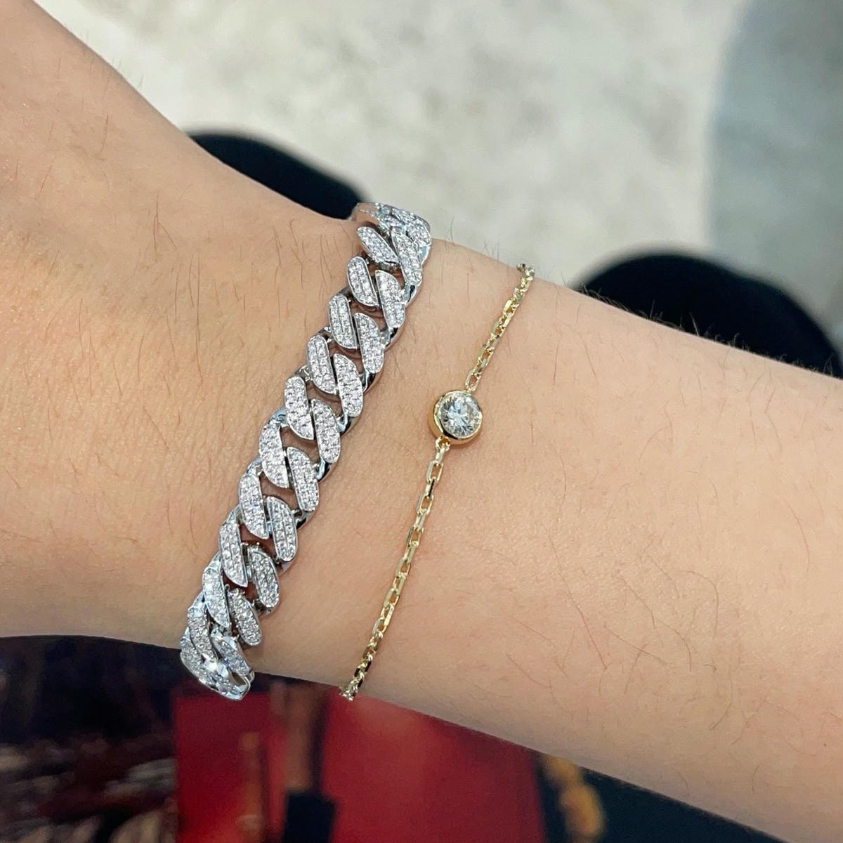 18K天然鑽石-厚金豪鑲超閃手鍊