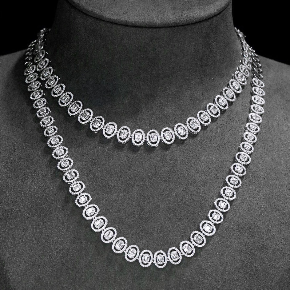 18K天然鑽石-橢圓造型半圈項鍊