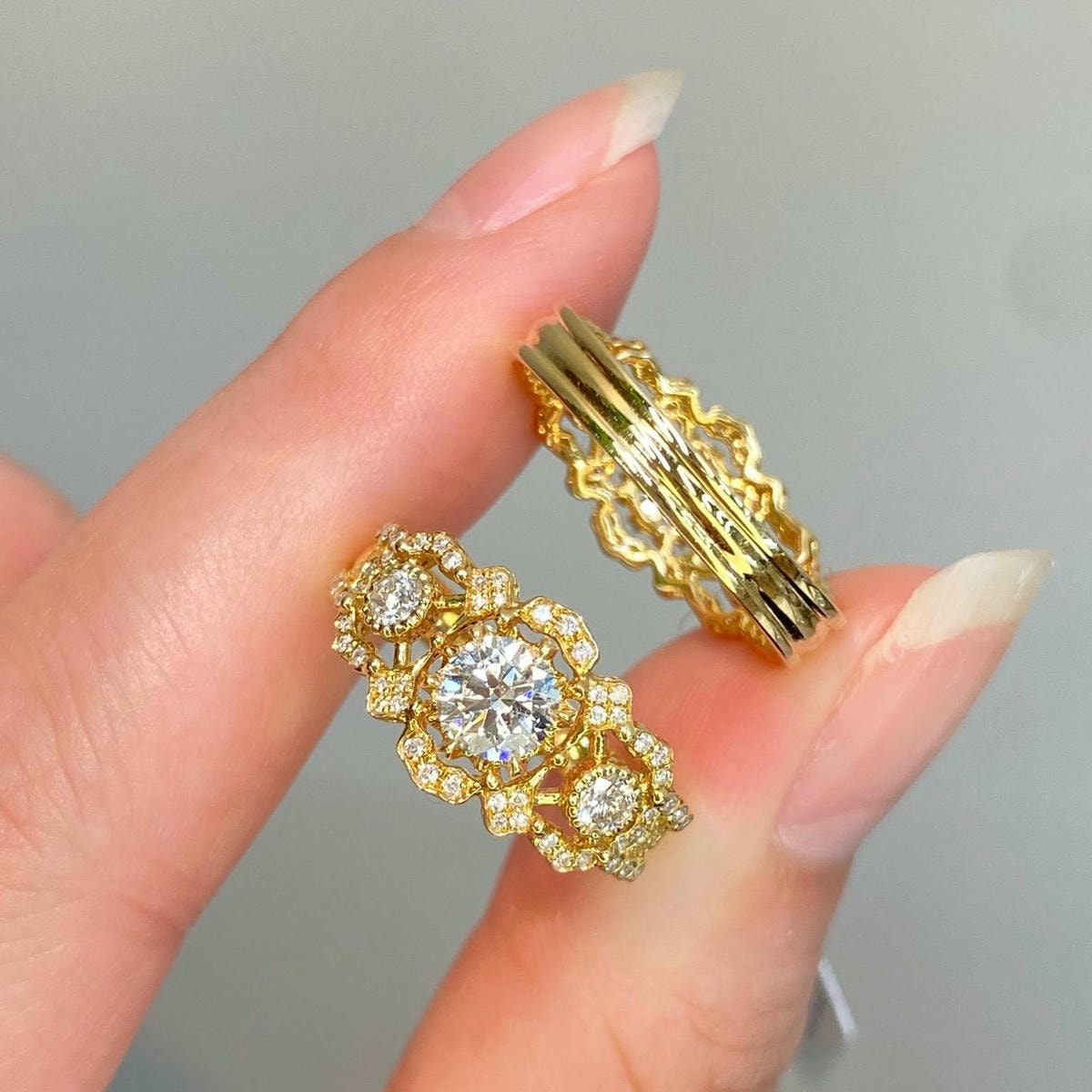 18K天然鑽石-布契拉提三生石戒指