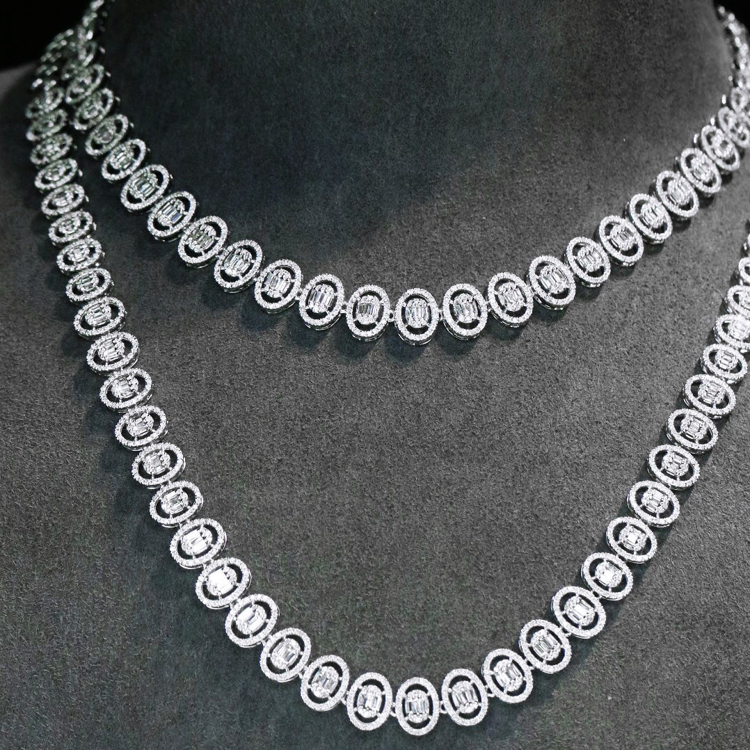 18K天然鑽石-橢圓造型半圈項鍊