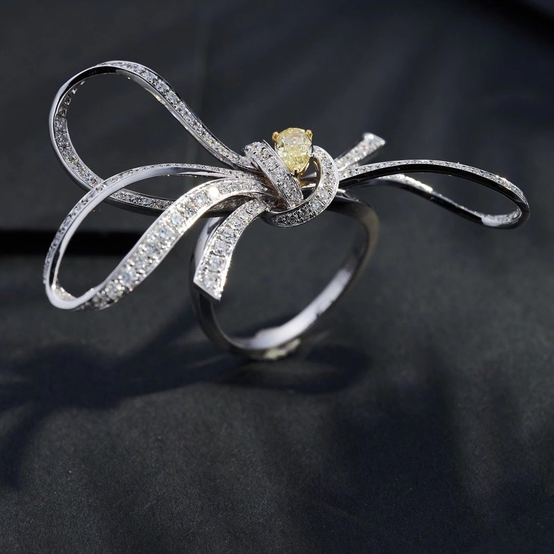 18K天然黃鑽-大蝴蝶結戒指