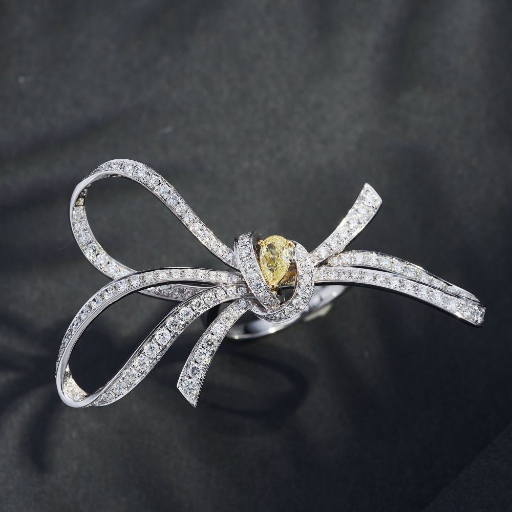 18K天然黃鑽-大蝴蝶結戒指
