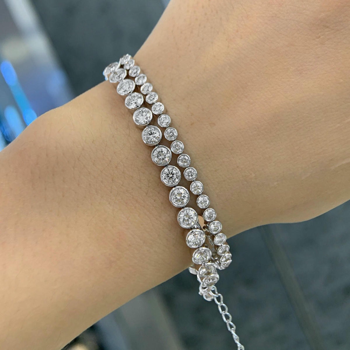 18K天然鑽石-經典閃閃泡泡手鍊