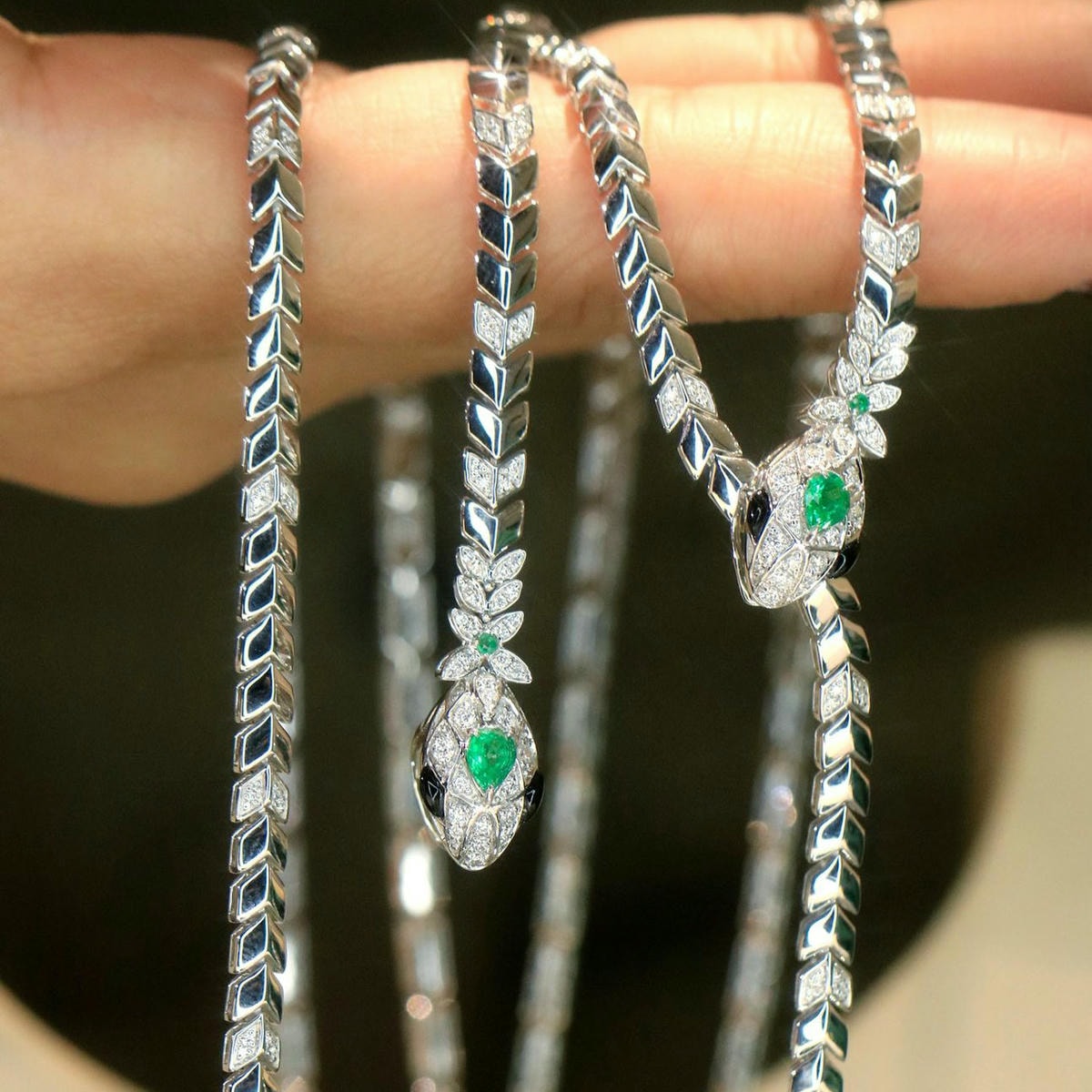 18K天然鑽石-時髦靈蛇項鍊