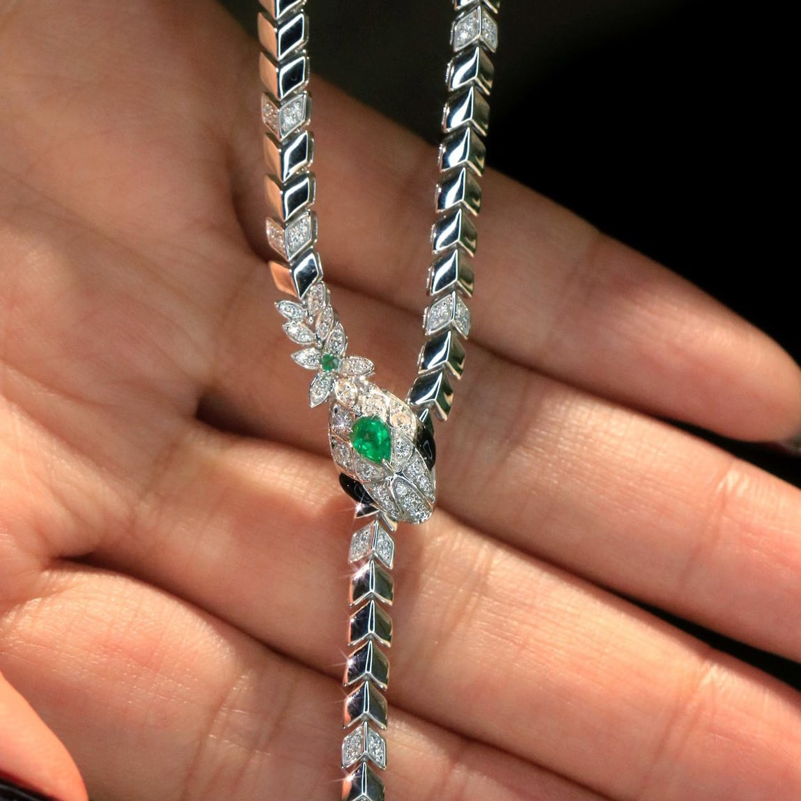 18K天然鑽石-時髦靈蛇項鍊