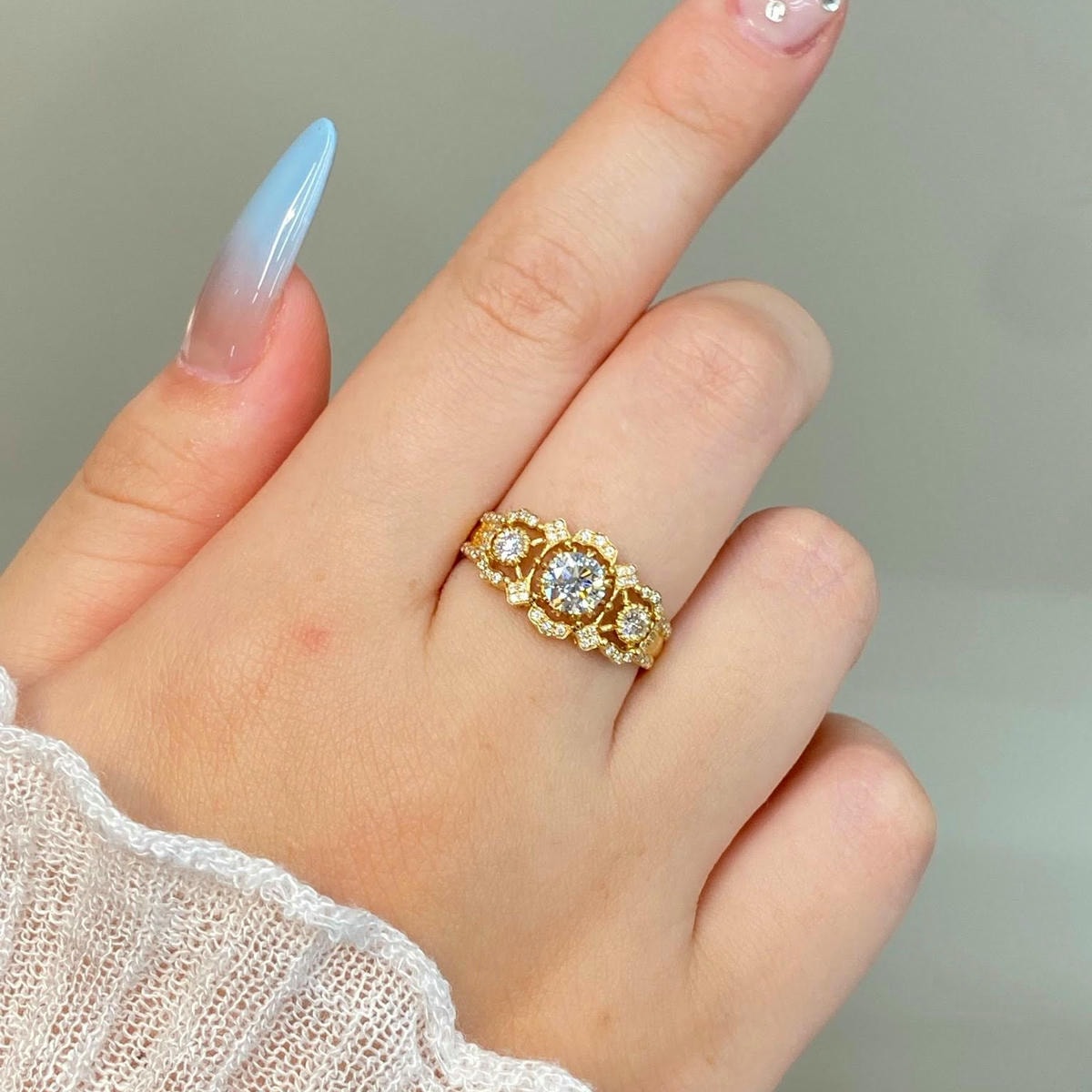 18K天然鑽石-布契拉提三生石戒指