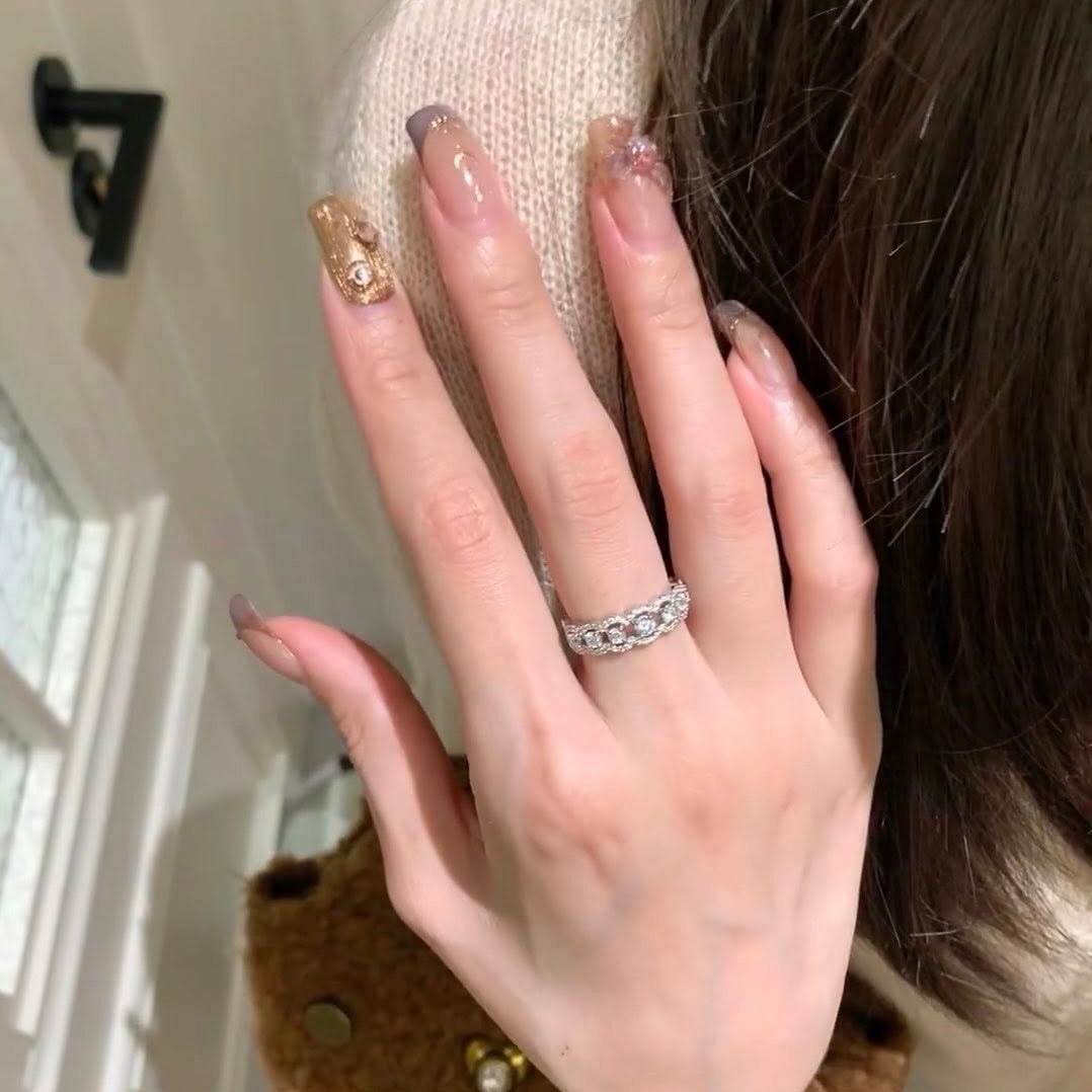 18K天然鑽石-優雅蕾絲戒指