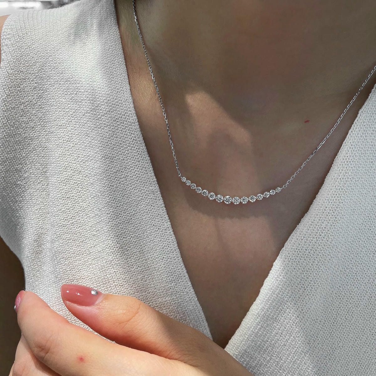 18K天然鑽石-細緻微笑項鍊