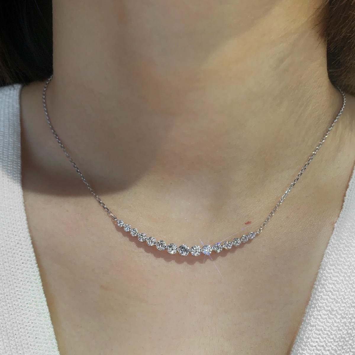 18K天然鑽石-細緻微笑項鍊