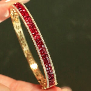 18K天然紅寶石-雙排簡約風手鐲