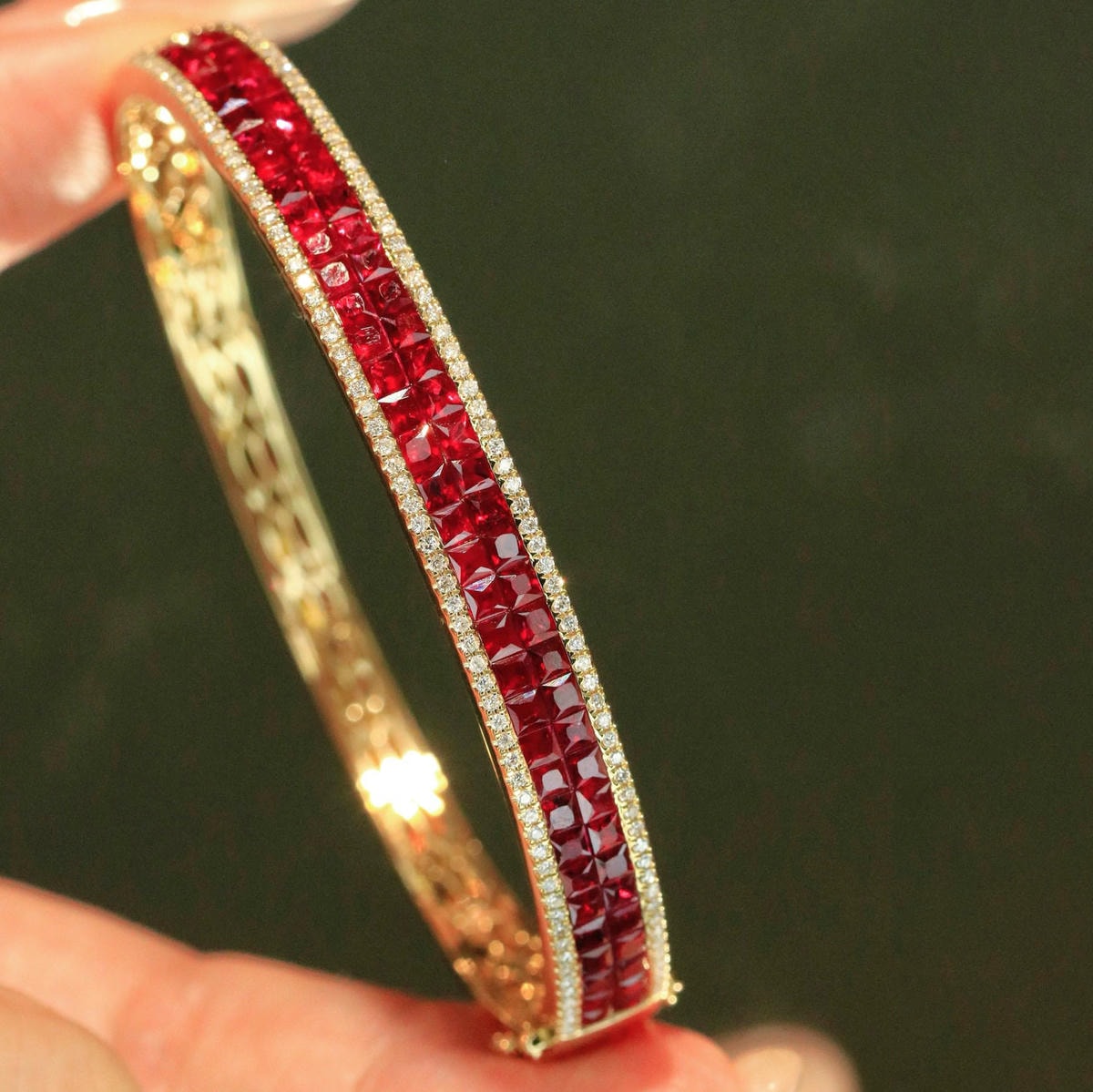 18K天然紅寶石-雙排簡約風手鐲 - 第4張圖 18K天然紅寶石-雙排簡約風手鐲