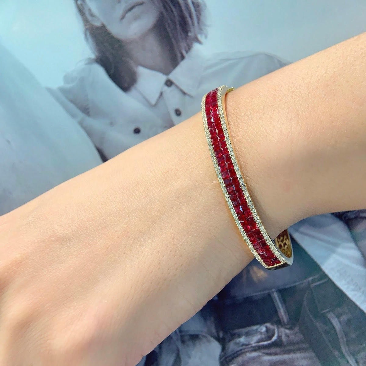 18K天然紅寶石-雙排簡約風手鐲
