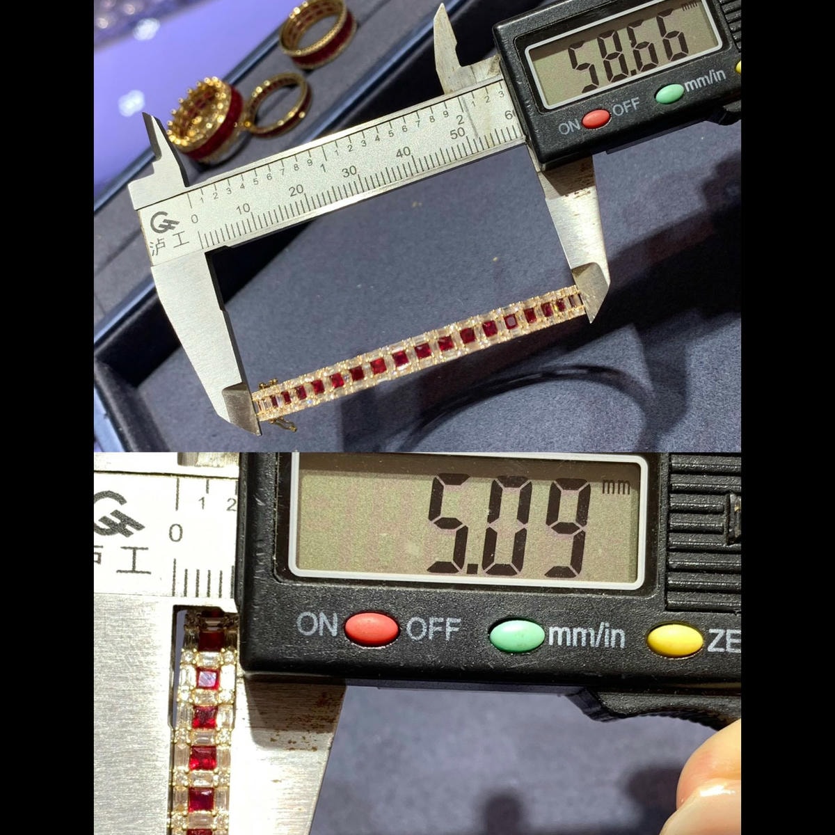 18K天然紅寶石-個性間隔手鐲