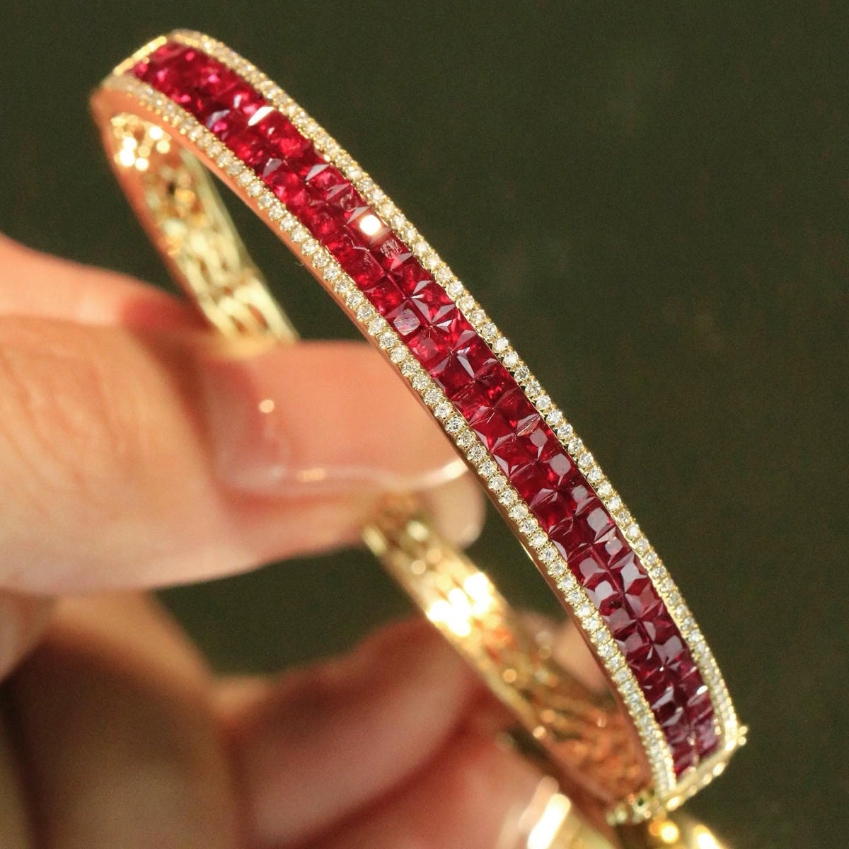 18K天然紅寶石-雙排簡約風手鐲 - 第6張圖 18K天然紅寶石-雙排簡約風手鐲