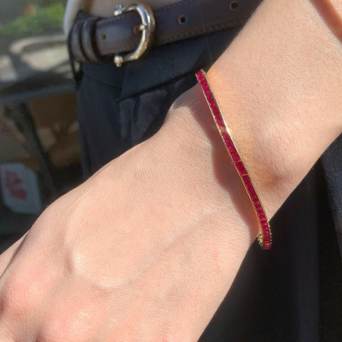 18K天然紅寶石-無邊鑲嵌精緻手鍊