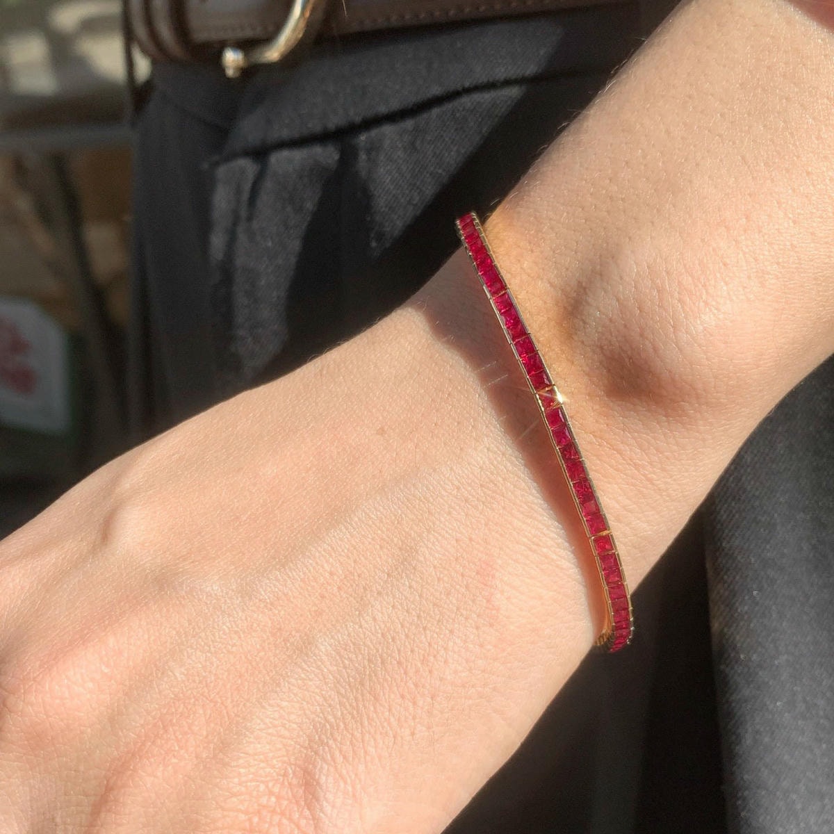 18K天然紅寶石-無邊鑲嵌精緻手鍊