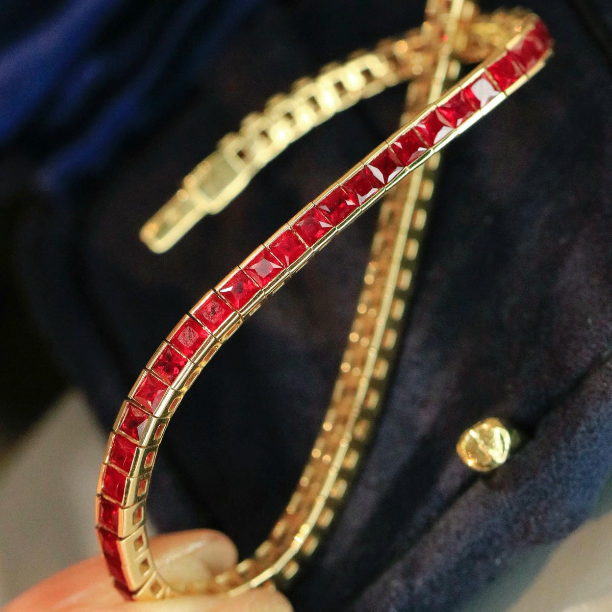 18K天然紅寶石-無邊鑲嵌精緻手鍊