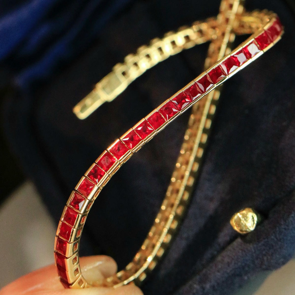 18K天然紅寶石-無邊鑲嵌精緻手鍊