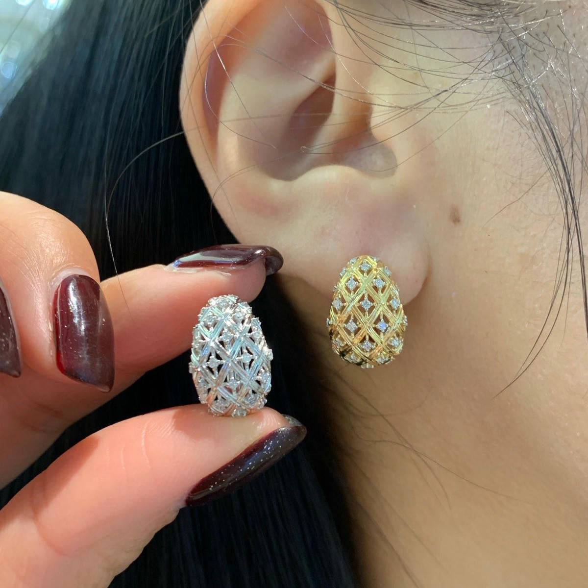 18K天然鑽石-精品鴿子蛋耳環