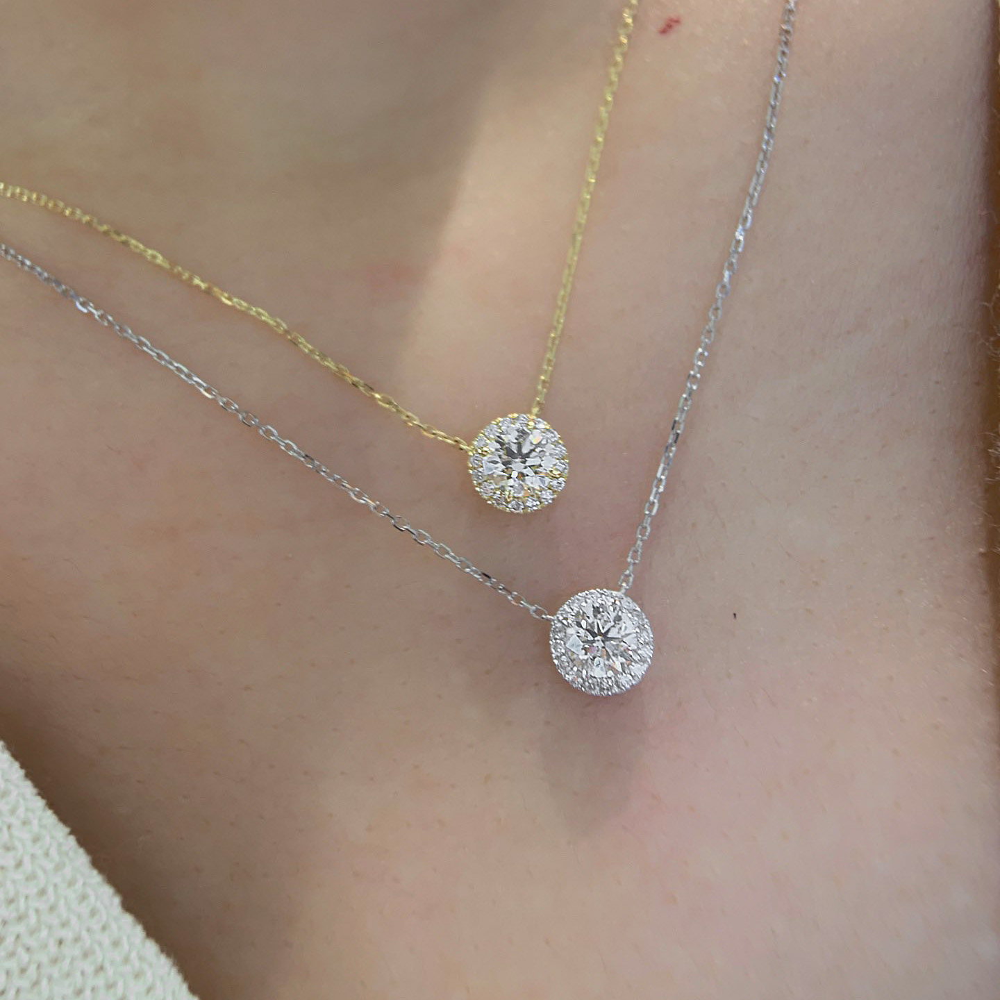 18K天然鑽石-燈泡閃閃鎖骨項鍊