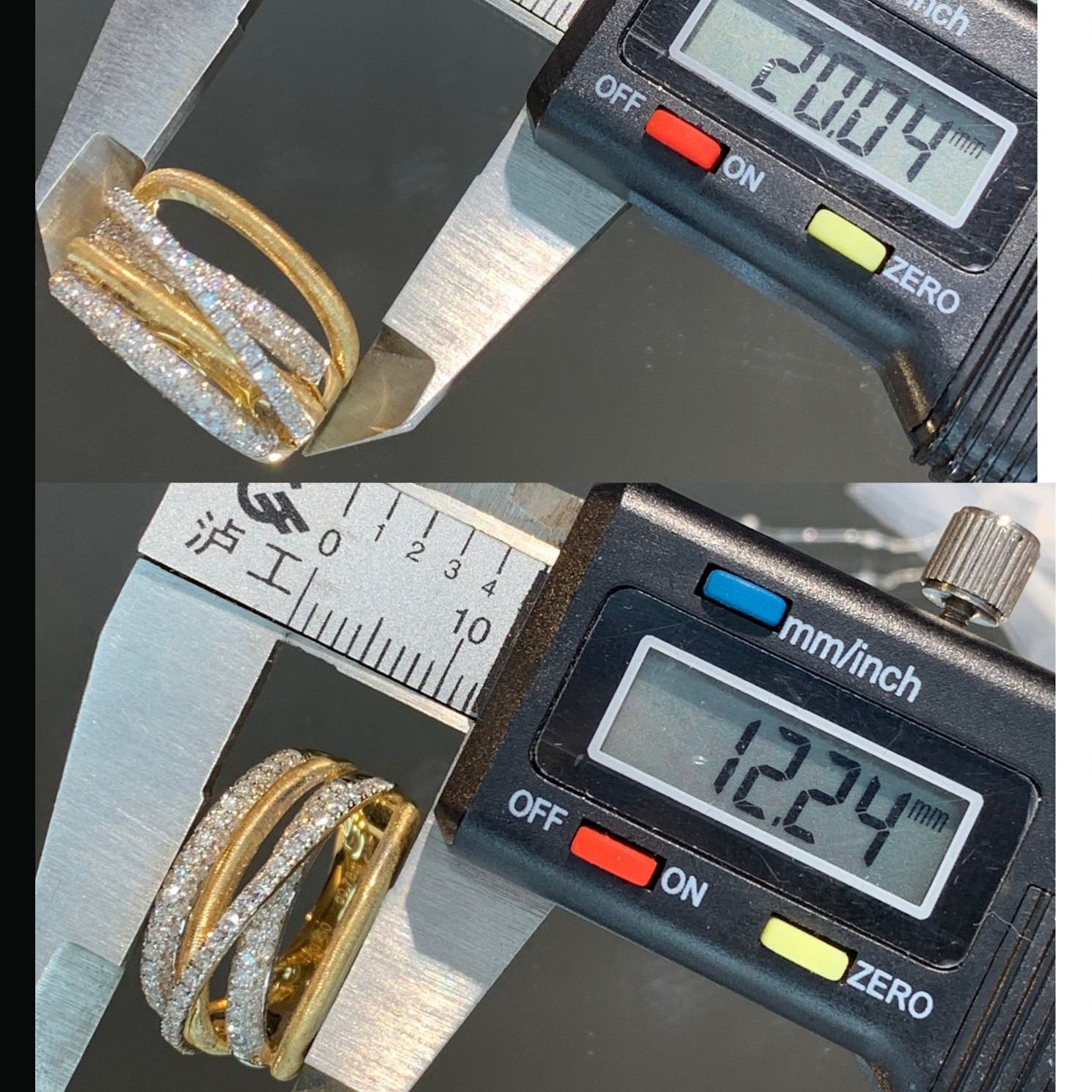 18K天然鑽石-拉絲藝術線條戒指