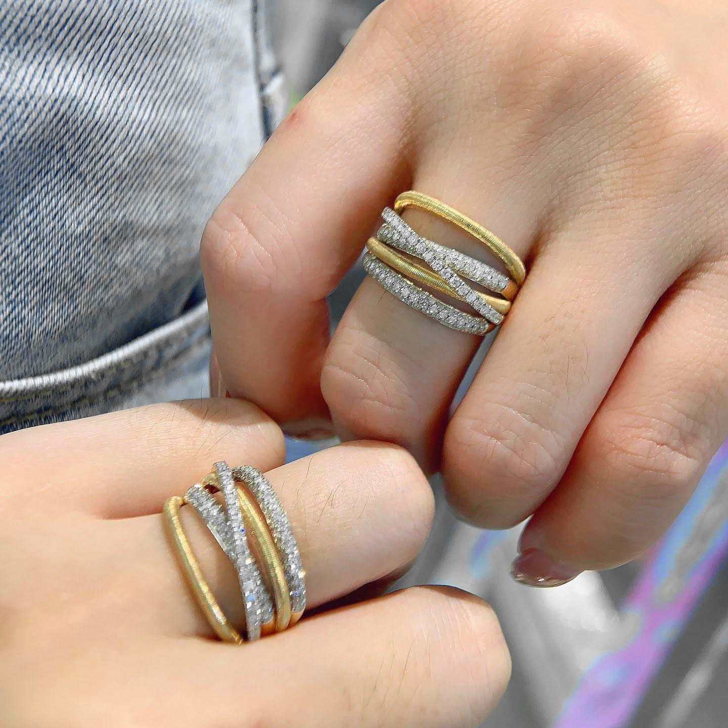 18K天然鑽石-拉絲藝術線條戒指