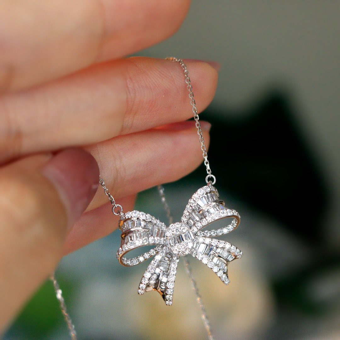 18K天然鑽石-蝴蝶結少女夢套組