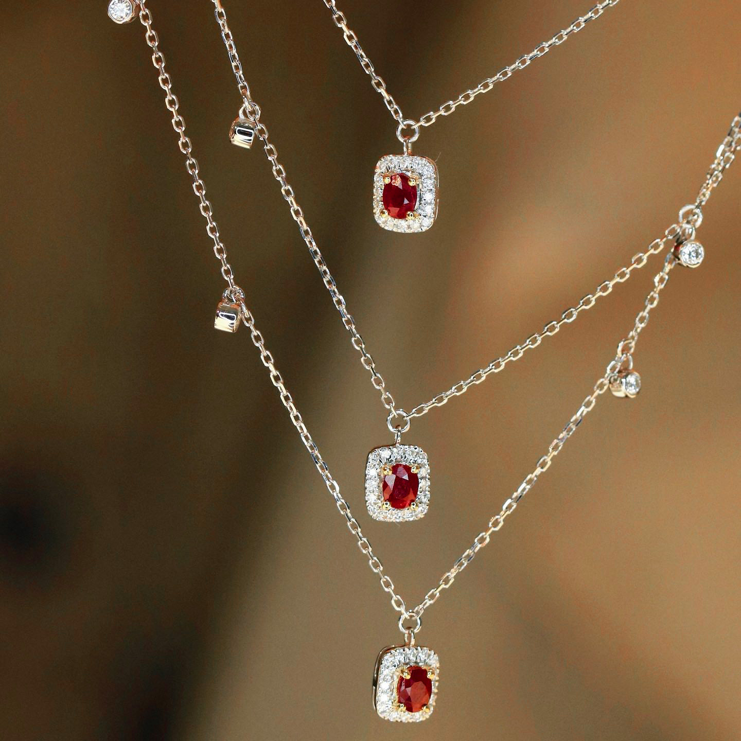 18K天然紅寶石-漫天星光項鍊