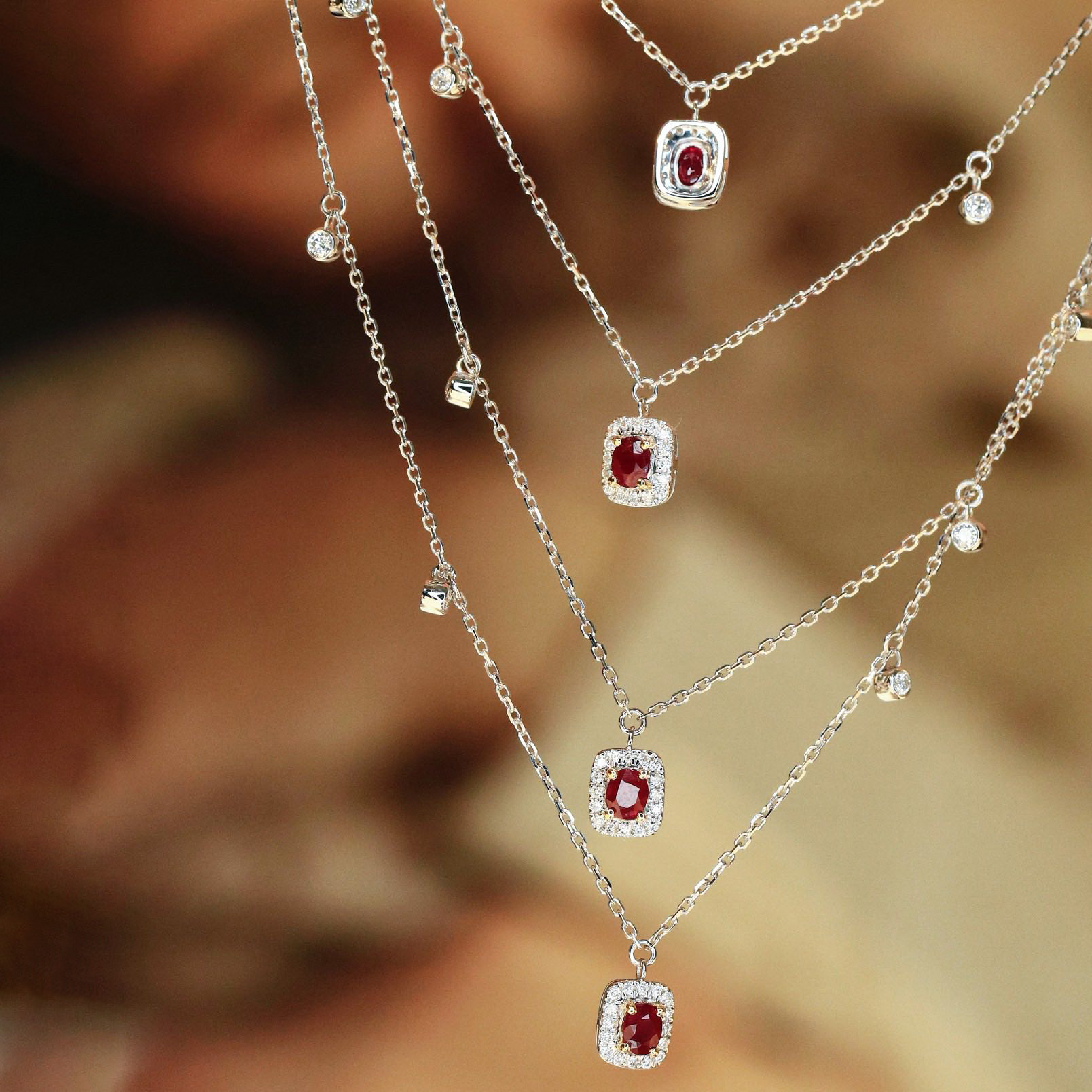 18K天然紅寶石-漫天星光項鍊