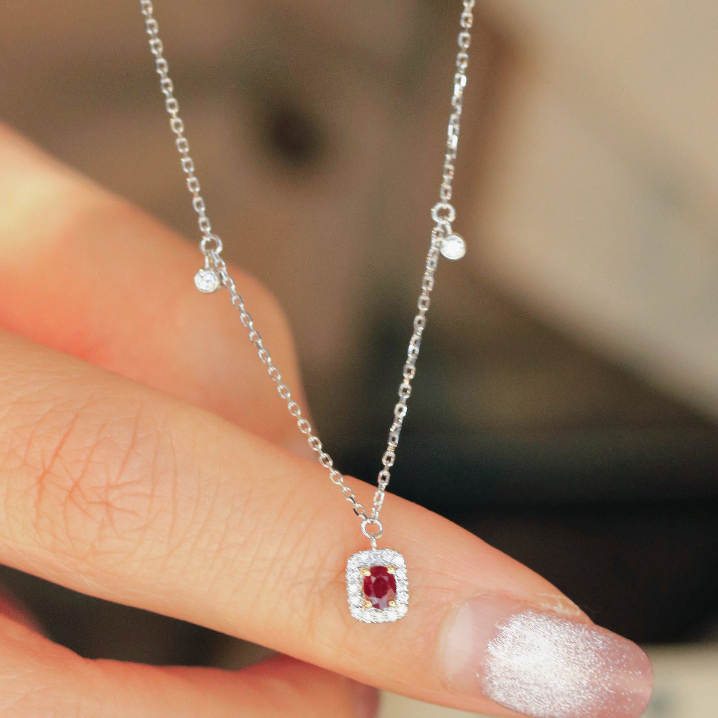 18K天然紅寶石-漫天星光項鍊