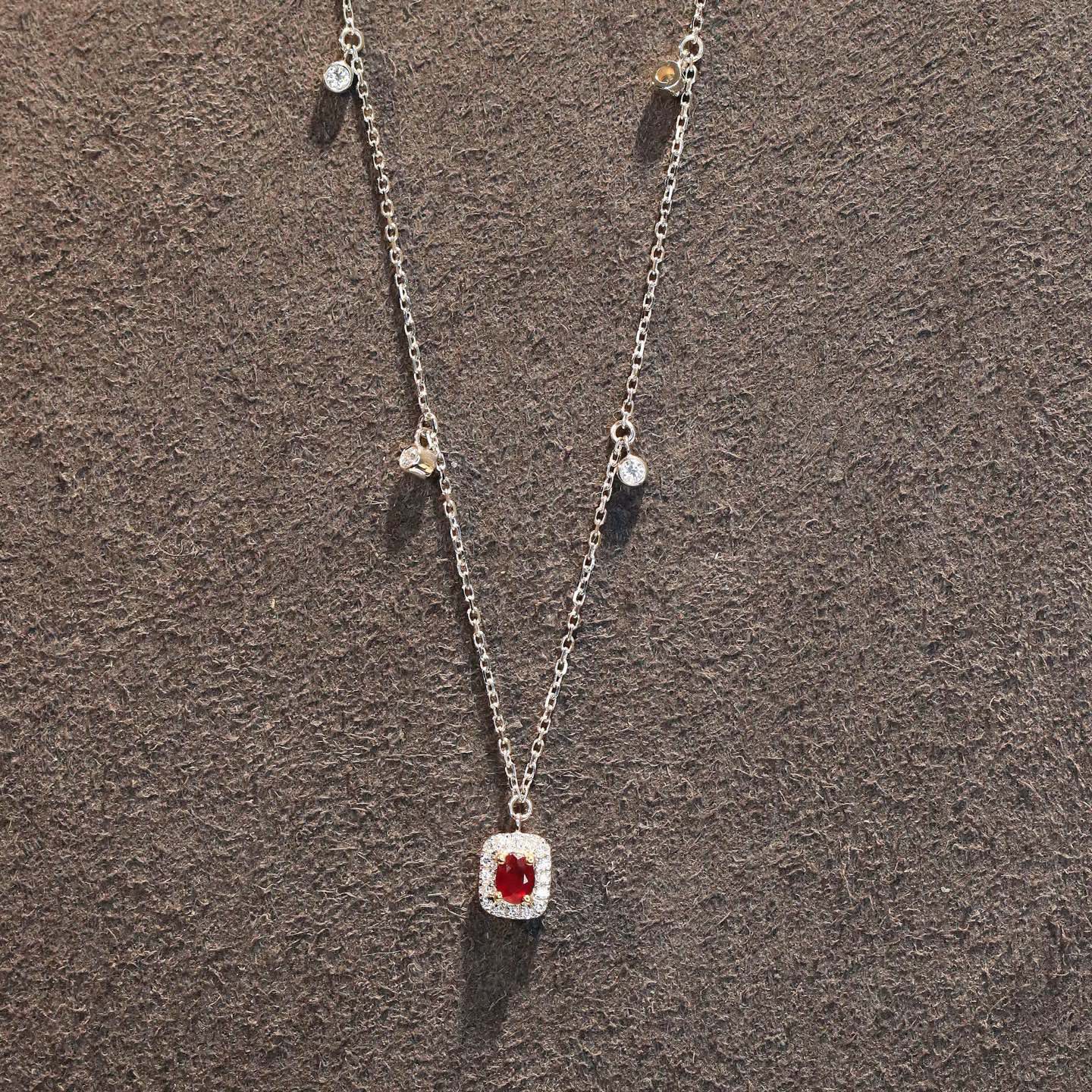 18K天然紅寶石-漫天星光項鍊