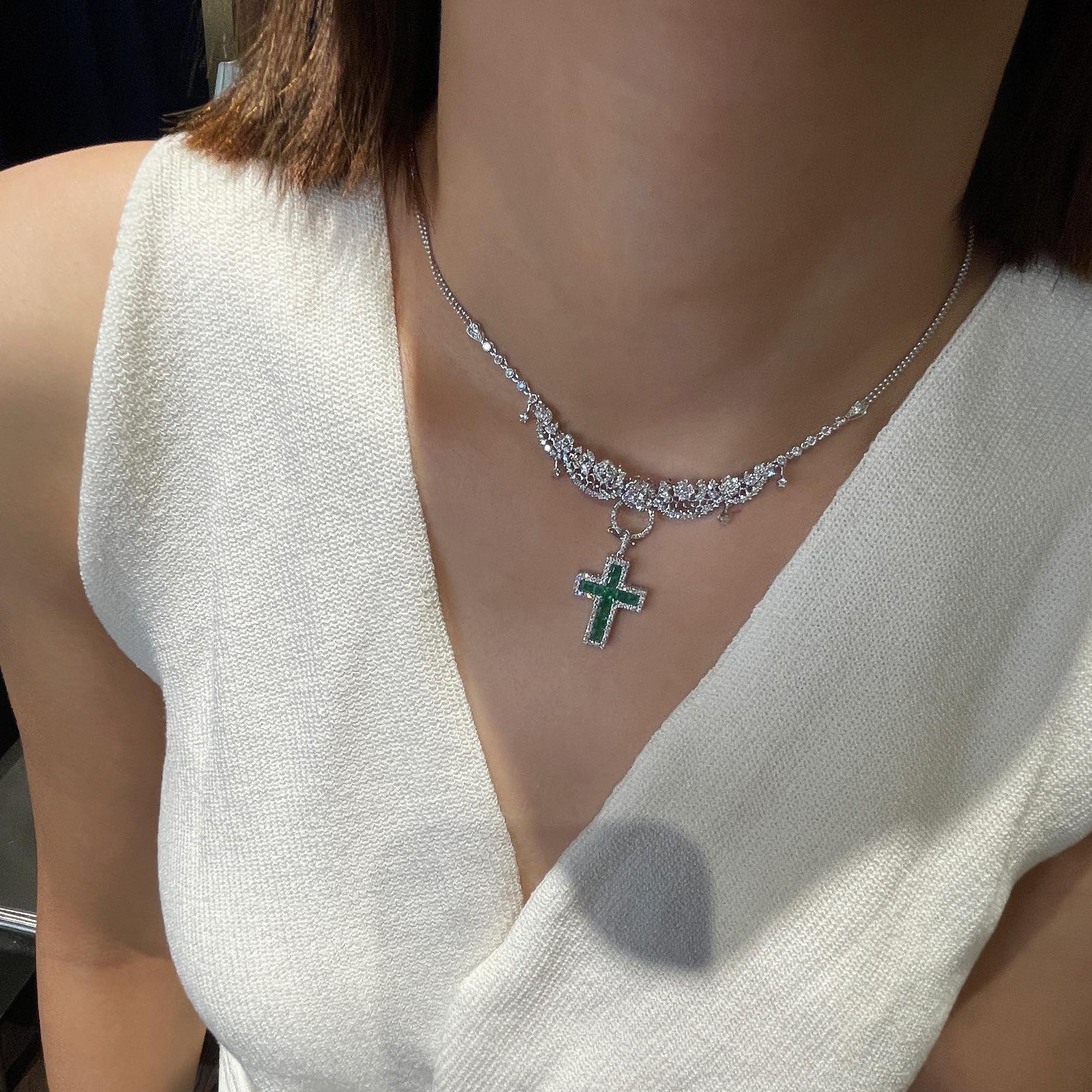 18K天然鑽石-花漾萬能扣項鍊