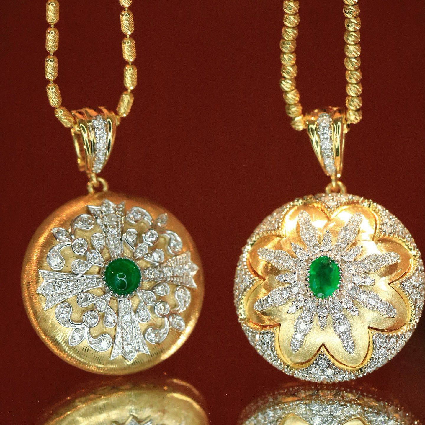 18K天然祖母綠-復古拉絲墜飾